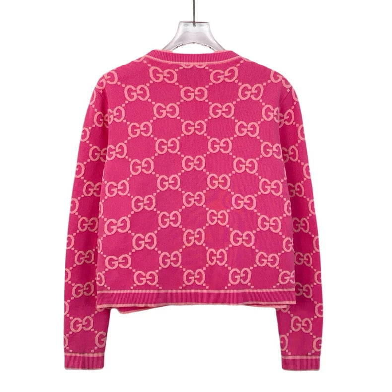 Pink Logo Knit Cardigan by Gucci