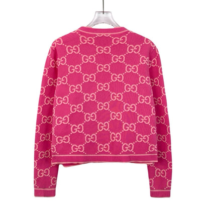 Pink Logo Knit Cardigan by Gucci