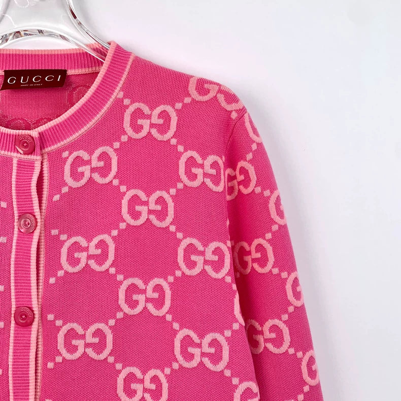 Pink Logo Knit Cardigan by Gucci