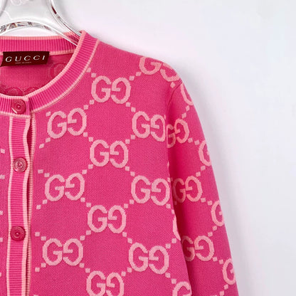 Pink Logo Knit Cardigan by Gucci