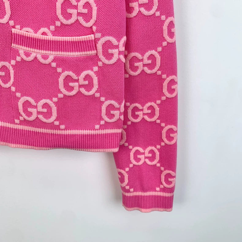 Pink Logo Knit Cardigan by Gucci