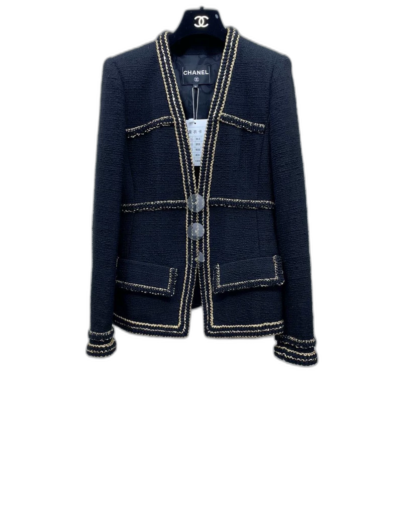 Chanel Black Gold Fitted Jacket