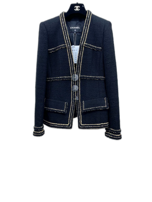 Chanel Black Gold Fitted Jacket