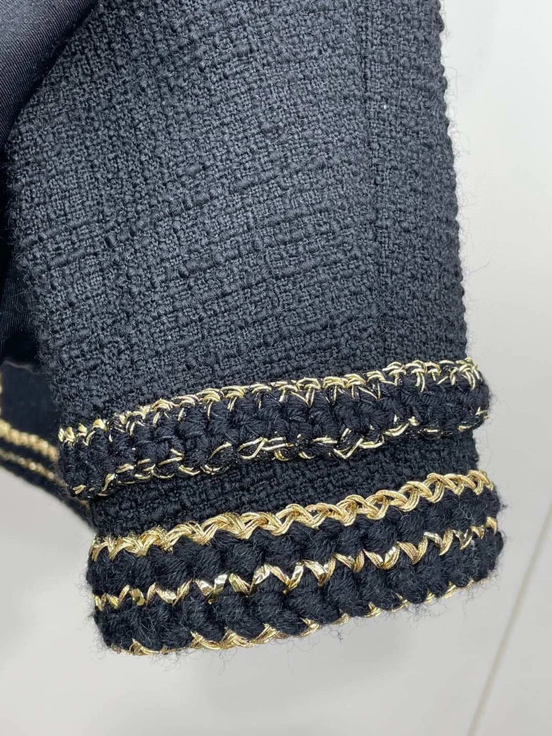 Chanel Black Gold Fitted Jacket