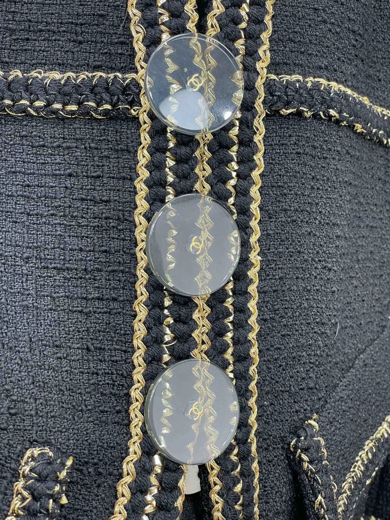 Chanel Black Gold Fitted Jacket