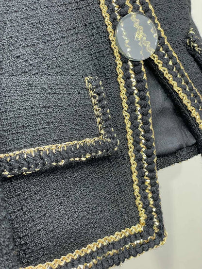 Chanel Black Gold Fitted Jacket