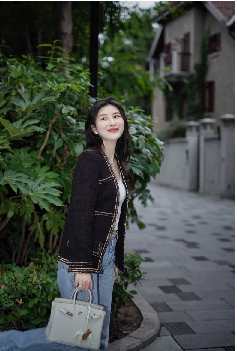 Chanel Black Gold Fitted Jacket