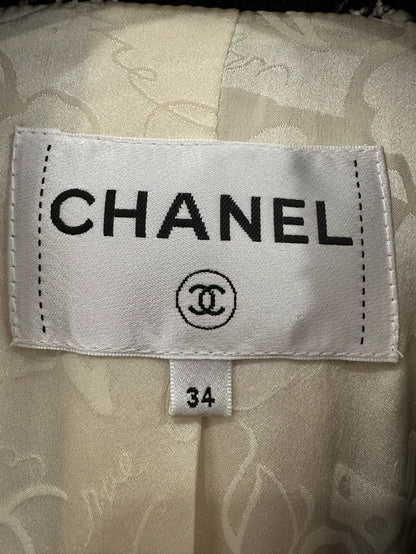 Chanel Black and Beige Checkered Coat