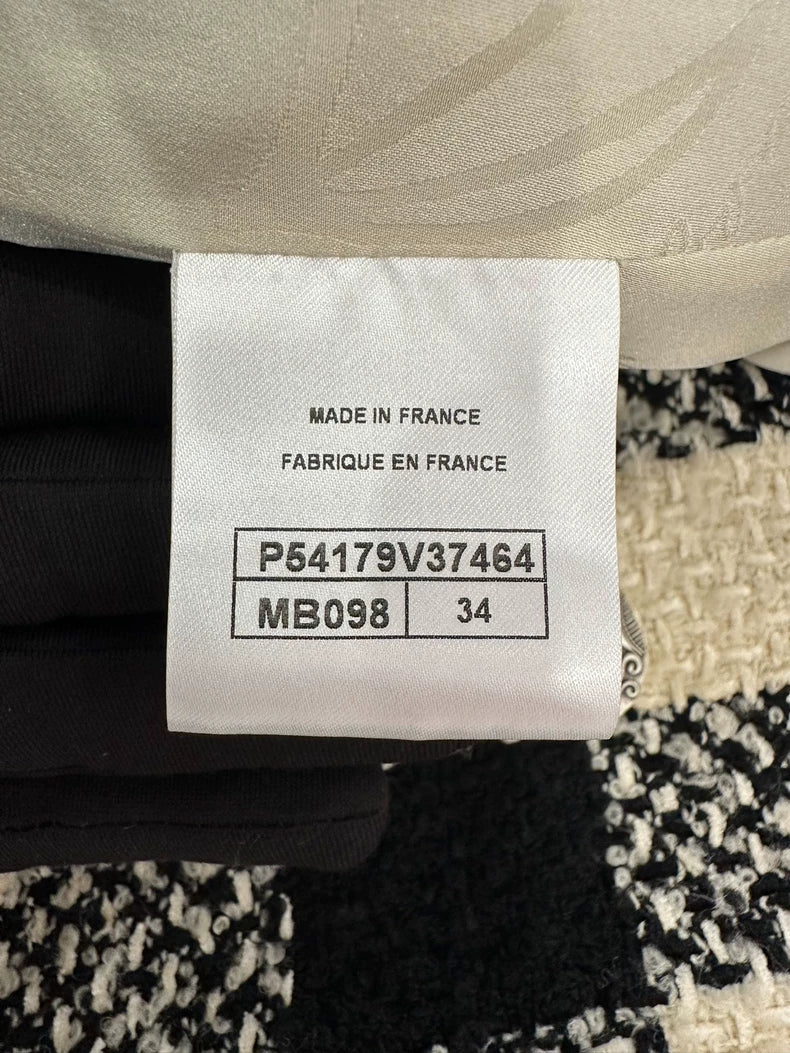 Chanel Black and Beige Checkered Coat