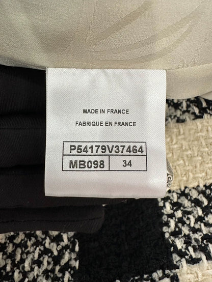 Chanel Black and Beige Checkered Coat