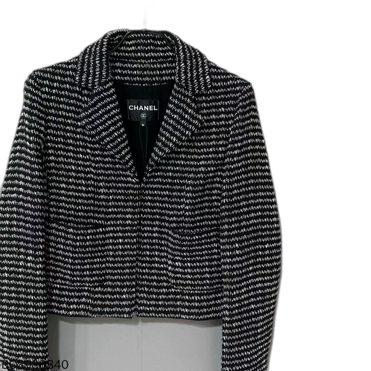 Black and White Chanel Button-Up Coat