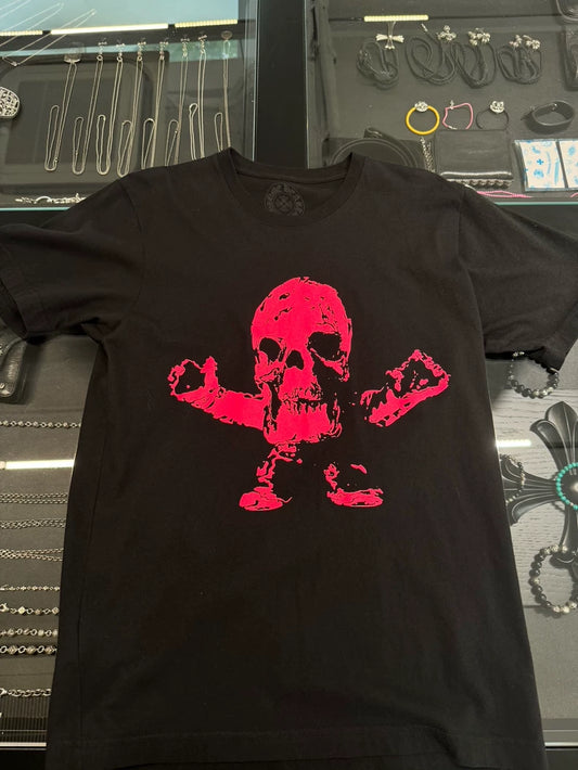 Chrome Hearts Black Red Skull Short Sleeve Tee-yf