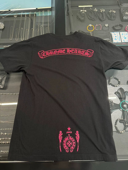 Chrome Hearts Black Red Skull Short Sleeve Tee-yf