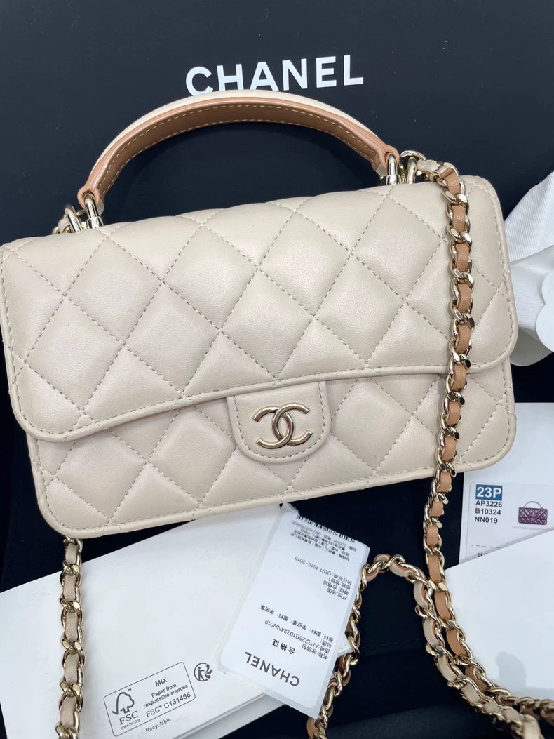 Chanel WOC Mini Bag in Beige Leather