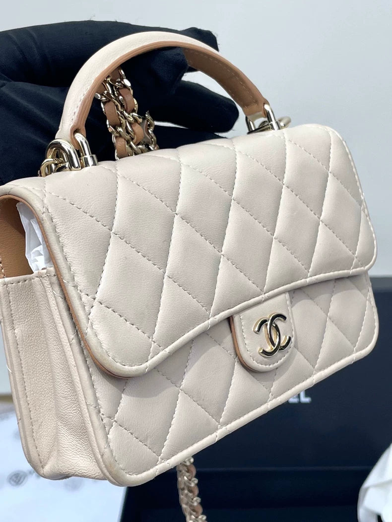 Chanel WOC Mini Bag in Beige Leather
