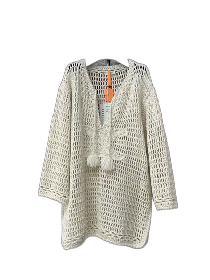 Celine Hollow Knit Sweater in Cream Color