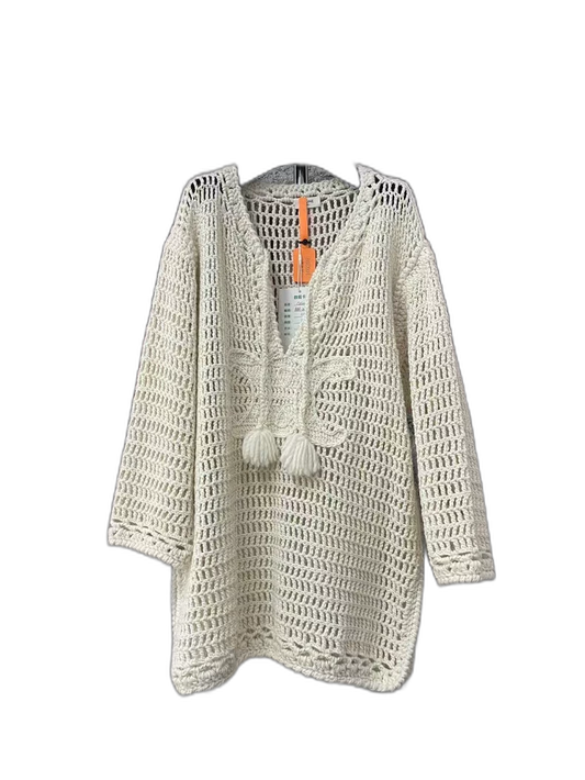 Celine Hollow Knit Sweater in Cream Color