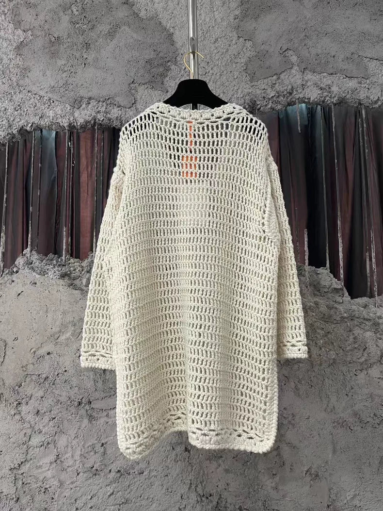 Celine Hollow Knit Sweater in Cream Color