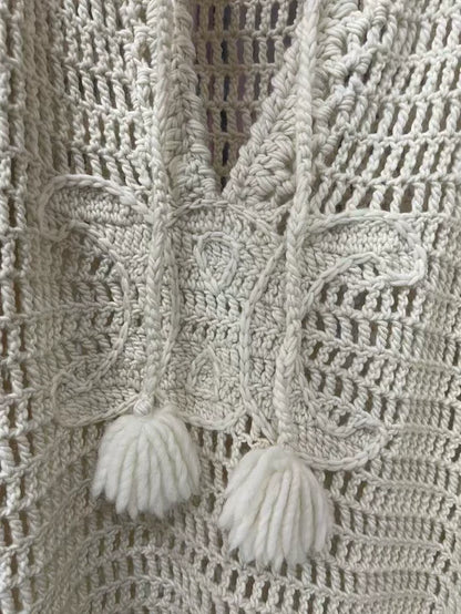 Celine Hollow Knit Sweater in Cream Color