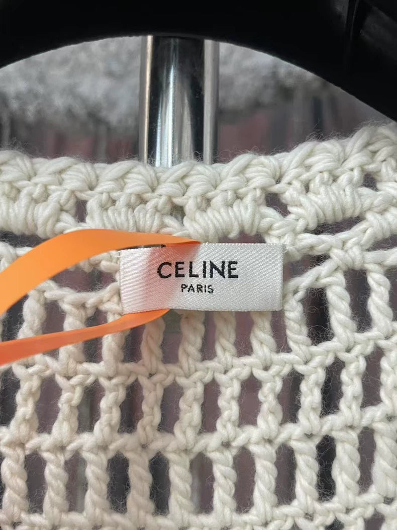 Celine Hollow Knit Sweater in Cream Color