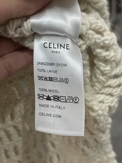 Celine Hollow Knit Sweater in Cream Color