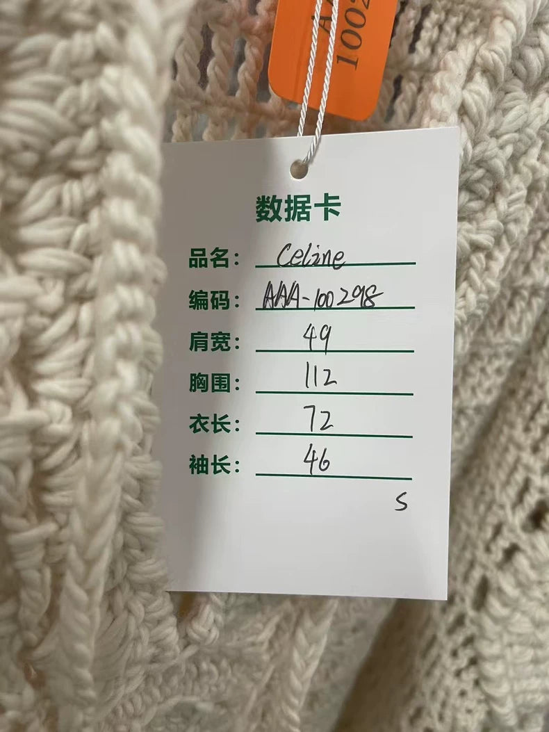 Celine Hollow Knit Sweater in Cream Color