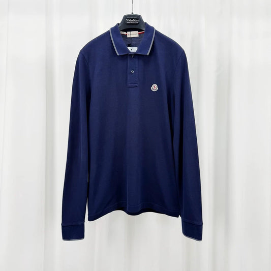Moncler Embroidered Logo Long Sleeve Polo-yf