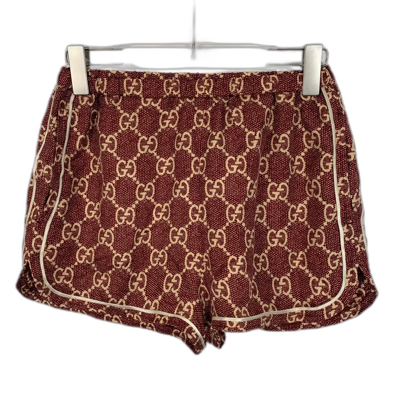Gucci Red Logo Printed Silk Shorts