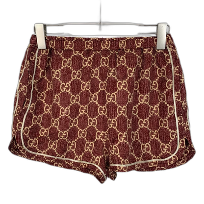 Gucci Red Logo Printed Silk Shorts