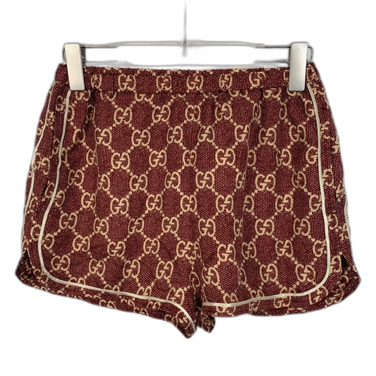 Gucci Red Logo Printed Silk Shorts