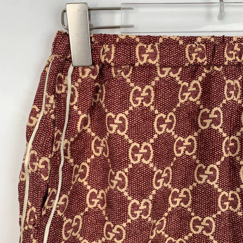 Gucci Red Logo Printed Silk Shorts