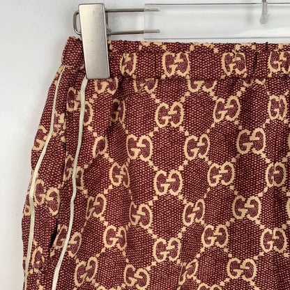 Gucci Red Logo Printed Silk Shorts