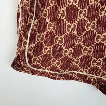 Gucci Red Logo Printed Silk Shorts