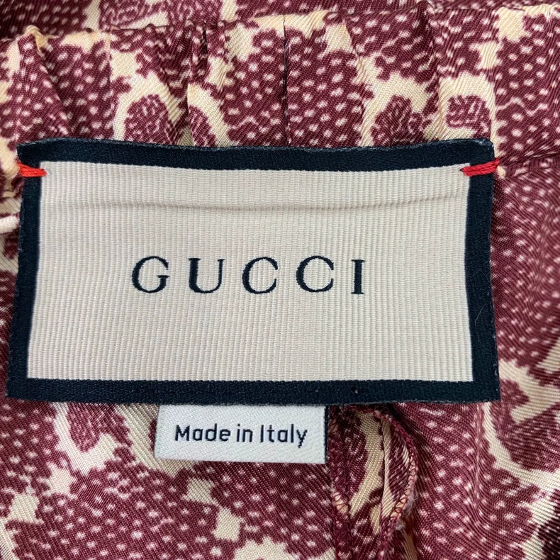 Gucci Red Logo Printed Silk Shorts