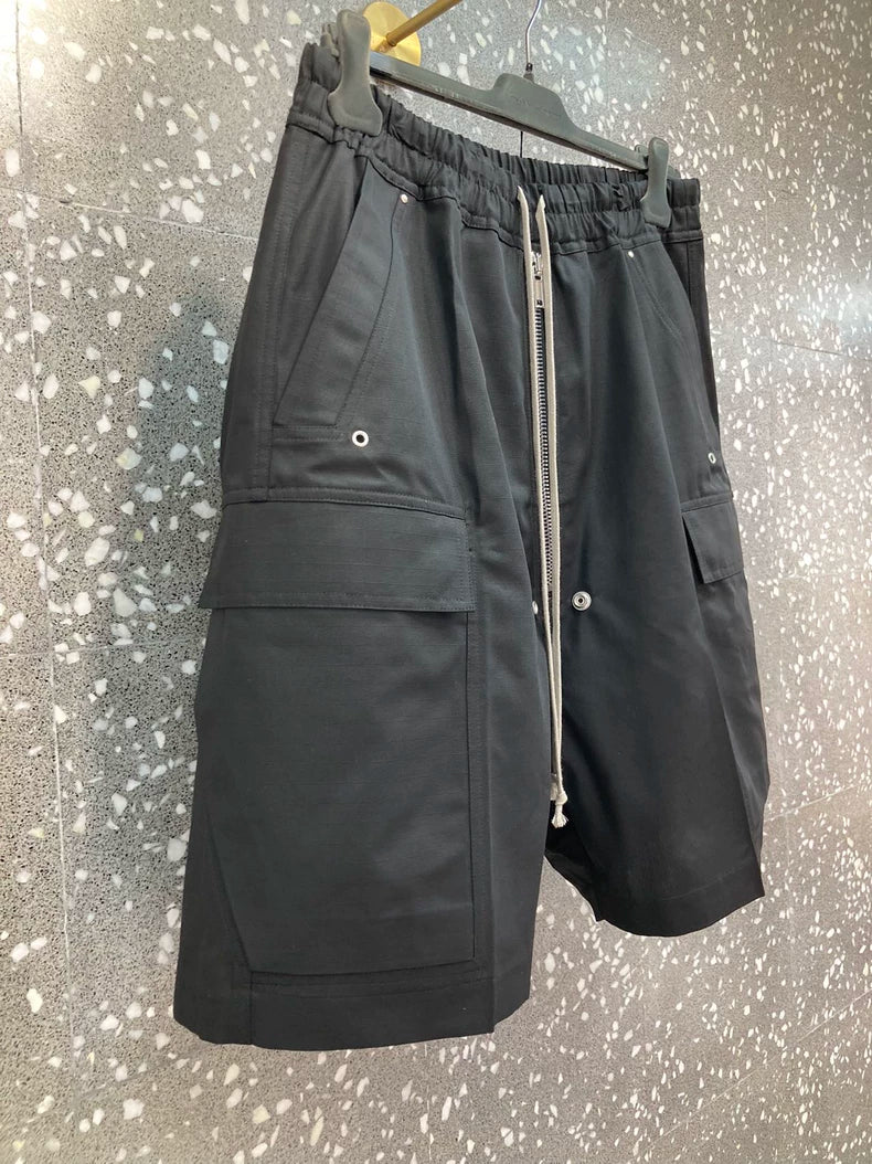 Rick Owens Men's Black Ripstop Pocket Shorts