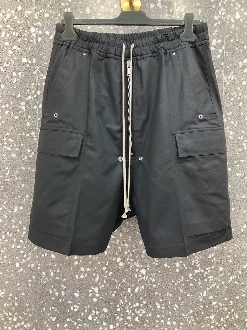 Rick Owens Men's Black Ripstop Pocket Shorts