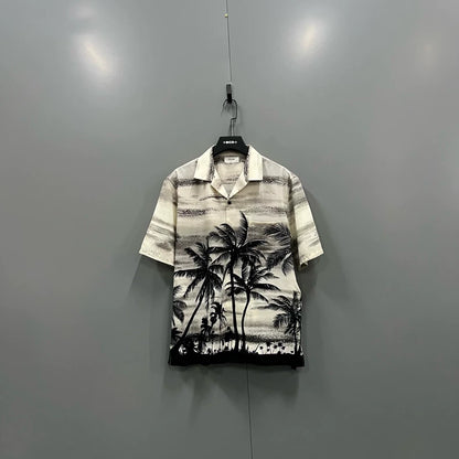 Celine Palm Tree Print Short Sleeve Shirt-yf