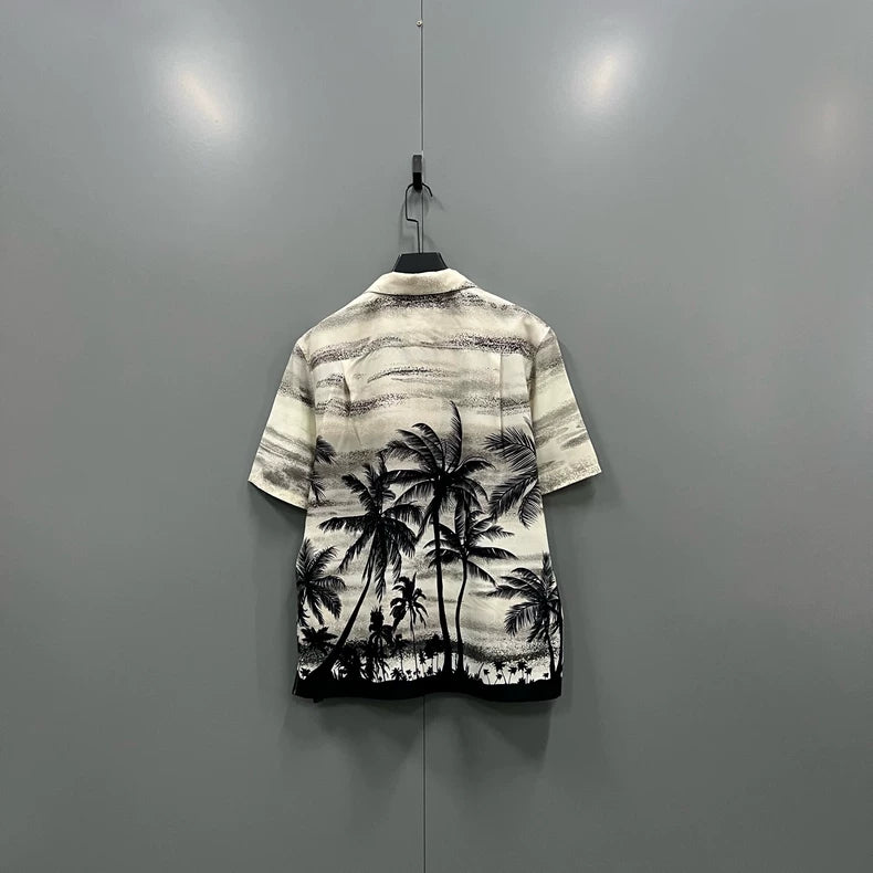 Celine Palm Tree Print Short Sleeve Shirt-yf