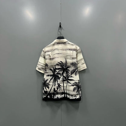 Celine Palm Tree Print Short Sleeve Shirt-yf