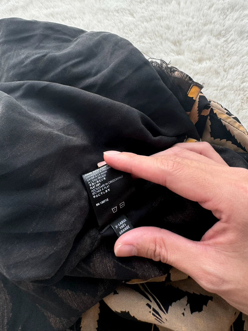 Black Leaf Print Short Sleeve Shirt