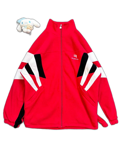 Balenciaga Sporty B Series Red Fleece Jacket