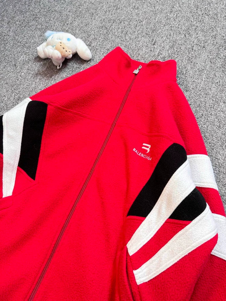 Balenciaga Sporty B Series Red Fleece Jacket