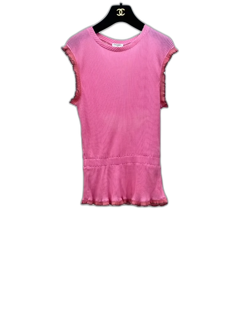 Chanel Pink Sleeveless Knit Top