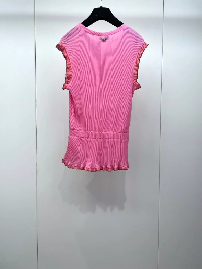 Chanel Pink Sleeveless Knit Top