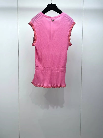 Chanel Pink Sleeveless Knit Top