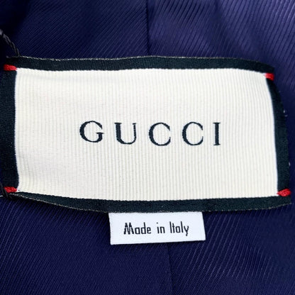 Gucci Deep Blue Logo Print Wool Blazer