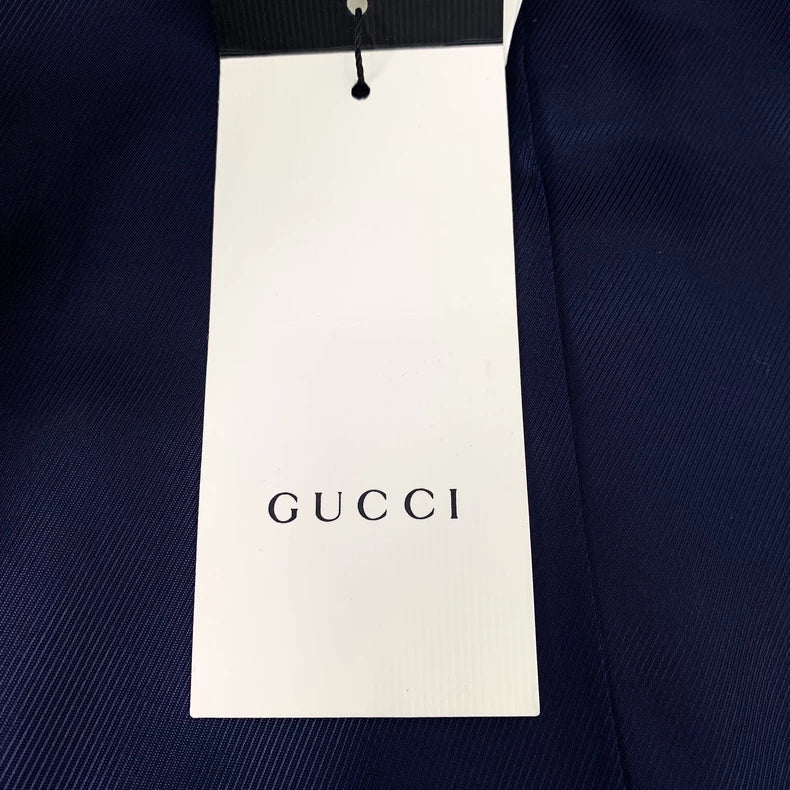 Gucci Deep Blue Logo Print Wool Blazer