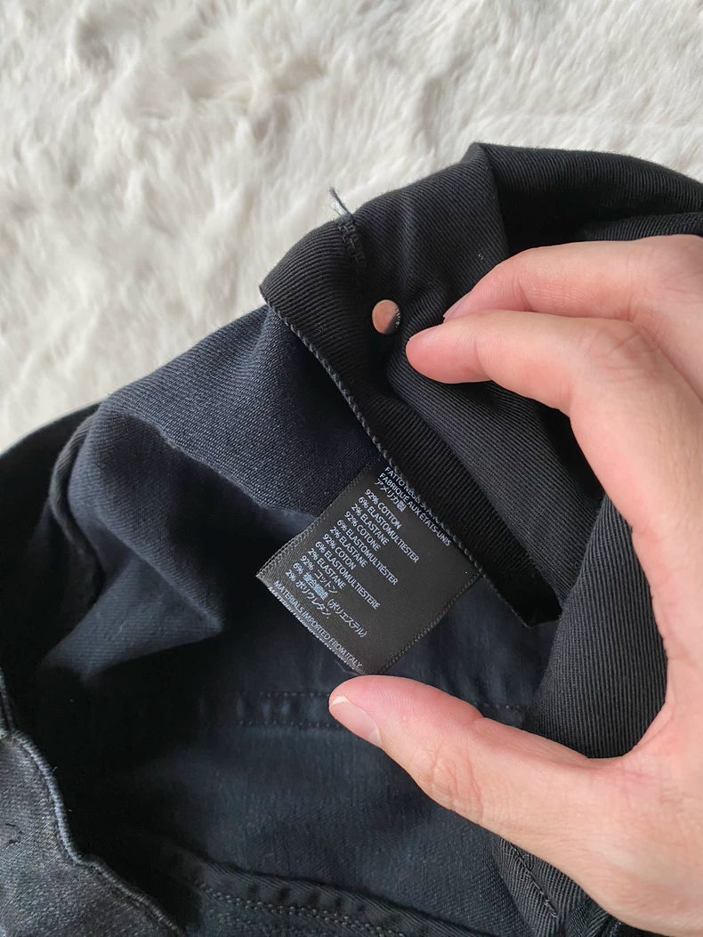 Black Red Patchwork Logo Jeans