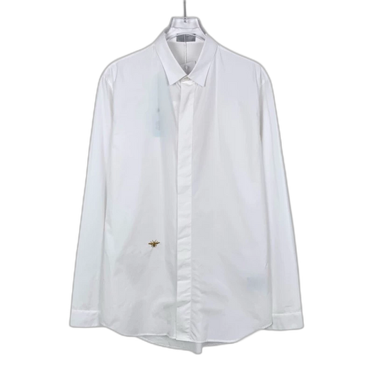White Long Sleeve Shirt with Embroidery