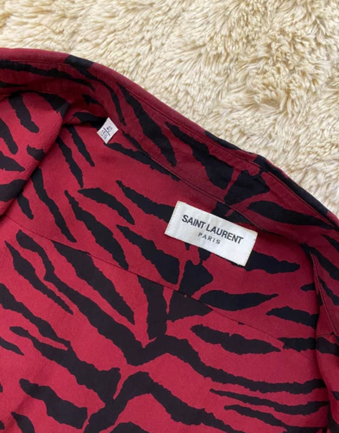 Saint Laurent Paris Zebra patterned mulberry silk shirt